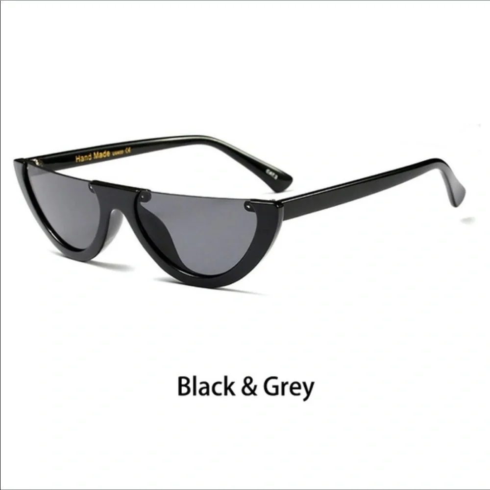 Jamie Half FRAME Black Grey Lense Sunnies Sunglasses
